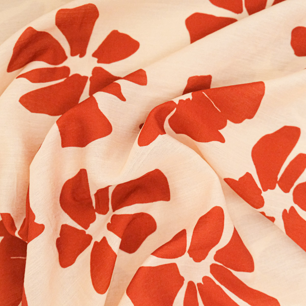 Viscose Mélangée Imprimé Jolia Terracotta  - Maison Klem